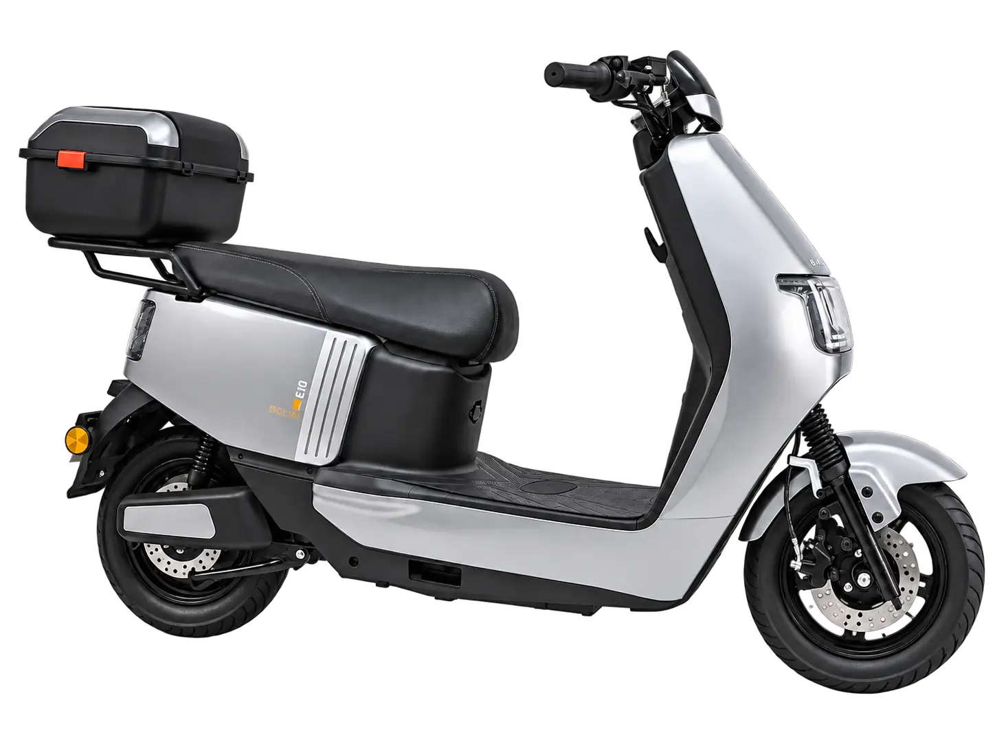 Scooter Bolin E10 prata com baú traseiro